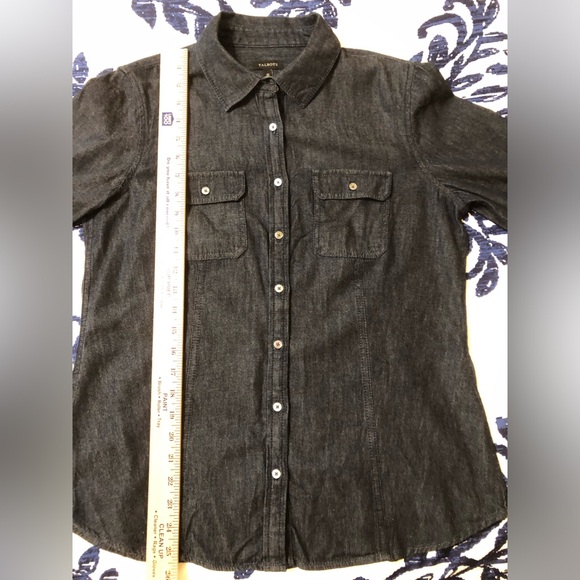 Talbots Size 10, dark blue jeans shirt, long sleeves. - Picture 9 of 11